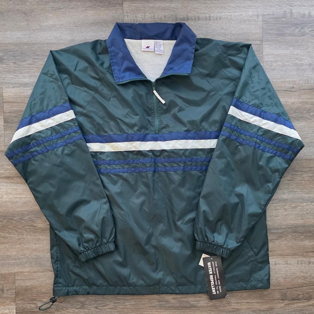 Vintage 90s Pro Spirit Quarter Zip Windbreaker Jacket Green Mens Large NWT